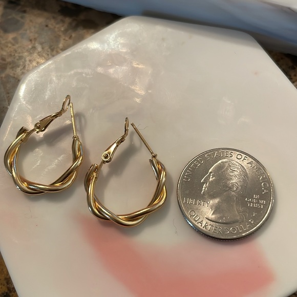 Gold Twist Hoops - Picture 8 of 9